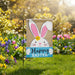 Bunny with Happy Easter Sign Burlap Garden Flag