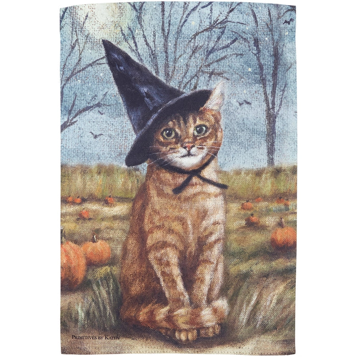 Witch Cat in Patch Garden Flag