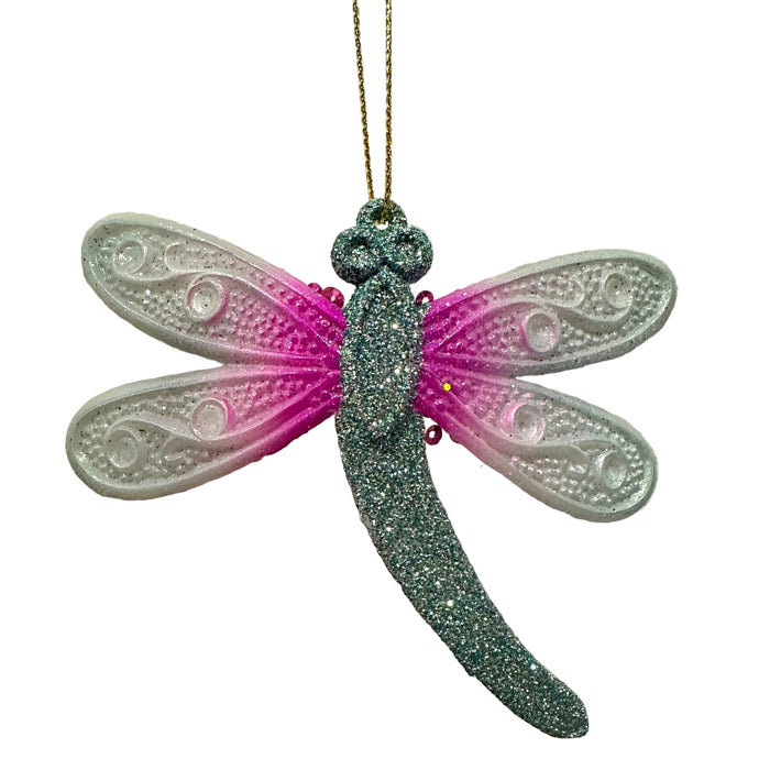 Acrylic Bedazzled Dragonfly Ornament - Blue Wings