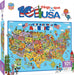 Jigsaw puzzle box featuring a colorful map of the USA with landmarks and text '101 things to spot in the USA'.