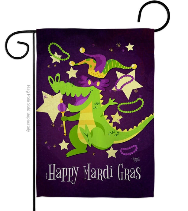 Mardi Gras Alligator Garden Flag