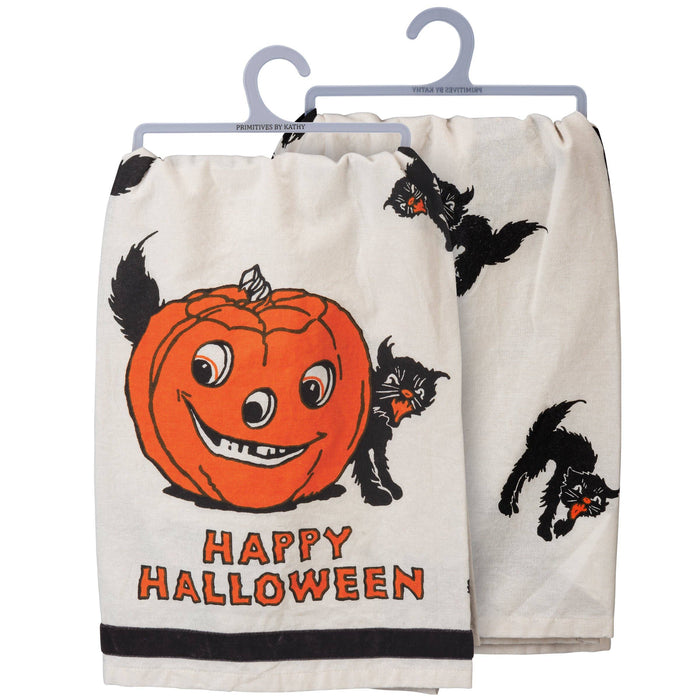 Happy Halloween Cat Vintage Kitchen Towel