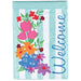 Welcome Floral Striped Garden Flag