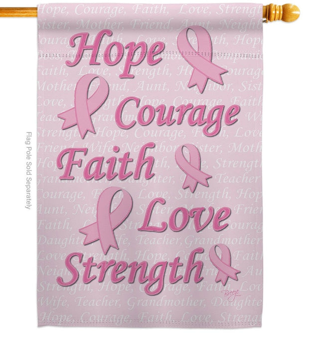 Hope, Faith, Courage, Support Awareness Banner Flag