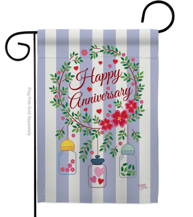 Happy Anniversary Wreath Garden Flag