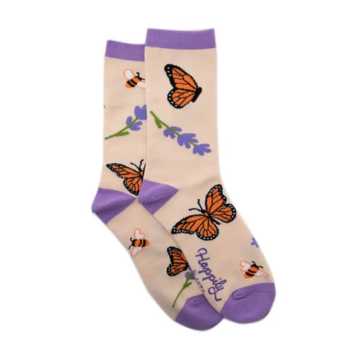 Monarch Butterfly & Honey Bees Women's Crew Socks