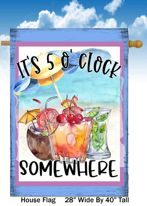 5 O'Clock Cocktails Banner Flag