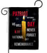 Flag with a candle and text about September 11th remembrance on a black background