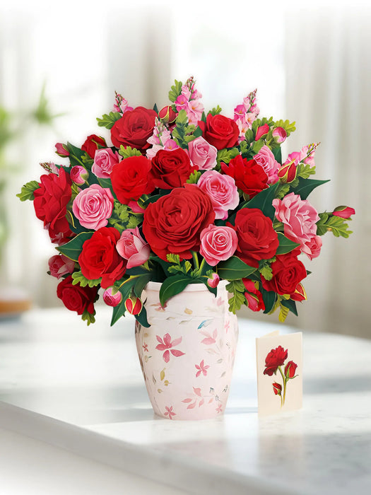 Grande Blooming Roses Pop-Up Bouquet w/ Note Card