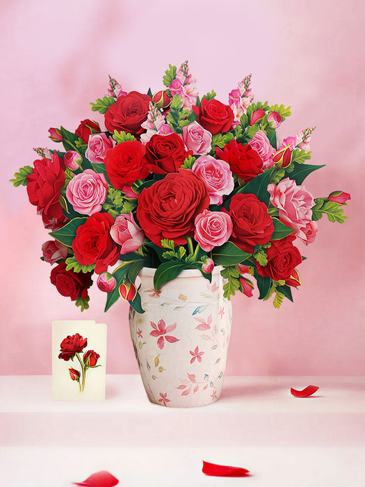 Grande Blooming Roses Pop-Up Bouquet w/ Note Card
