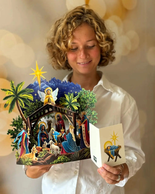 Starlit Nativity Pop-Up Decor w/ Note Card