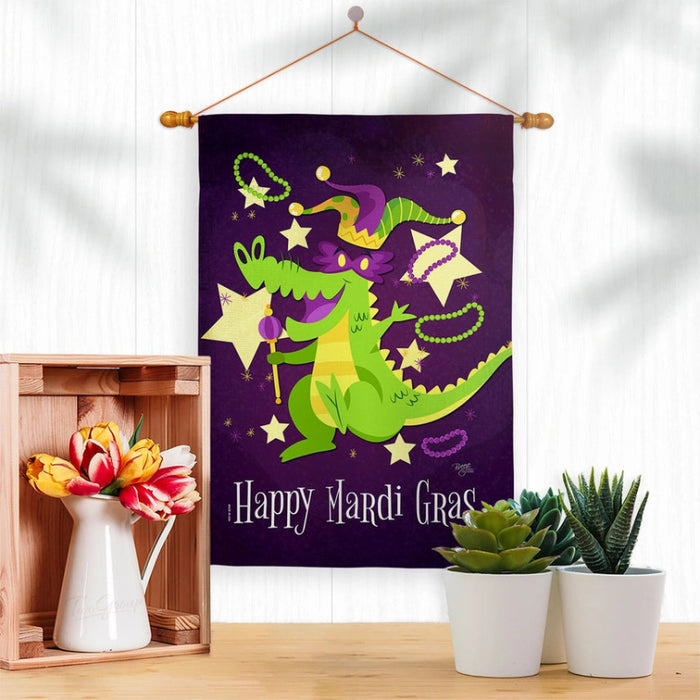 Mardi Gras Alligator Banner Flag