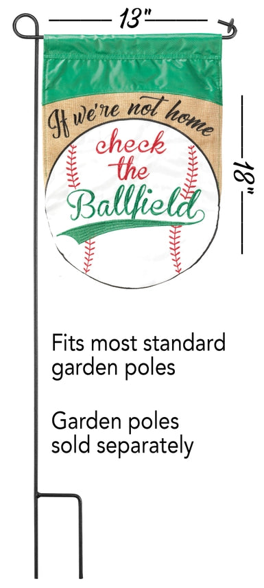 If We're Not Home, Baseball Applique Garden Flag