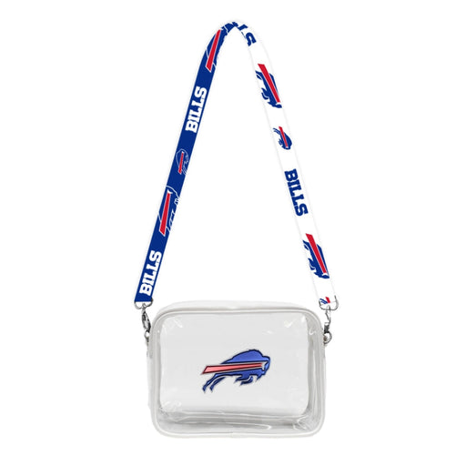 Clear pouch with Buffalo Bills logo and lanyard on a white background