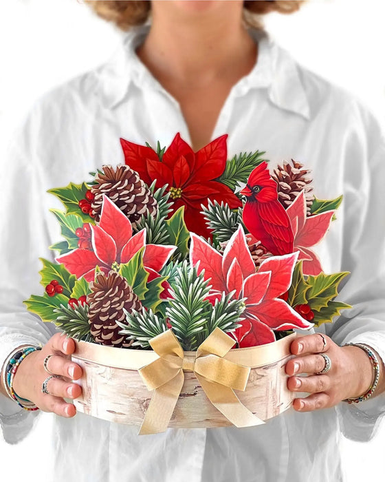 Birch Poinsettia Pop-Up Bouquet w/ Note Card