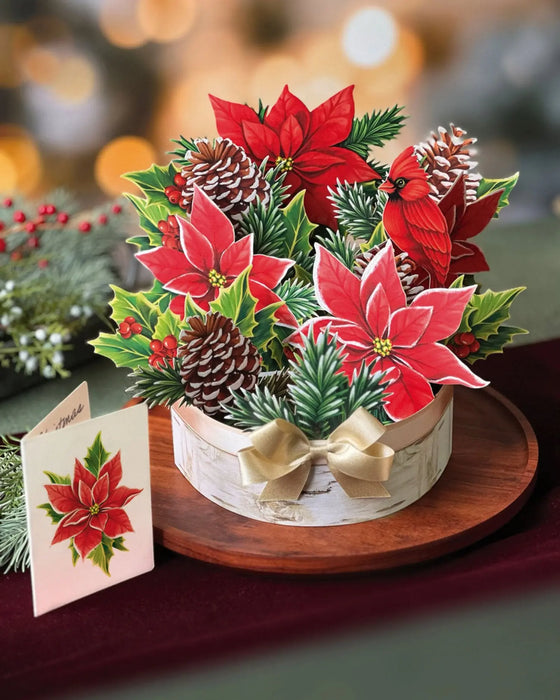 Birch Poinsettia Pop-Up Bouquet w/ Note Card