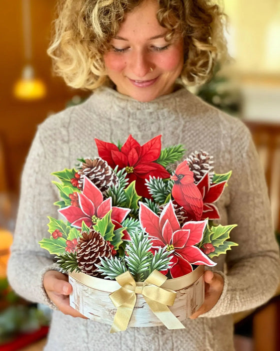 Birch Poinsettia Pop-Up Bouquet w/ Note Card