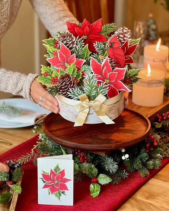 Birch Poinsettia Pop-Up Bouquet w/ Note Card