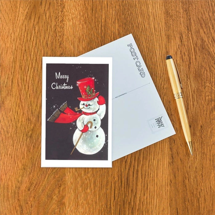Merry Christmas Waving Snowman Postcard