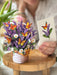 Paper Bouquet of lavender and daisies with butterflies in a white basket that comes with a greeting card