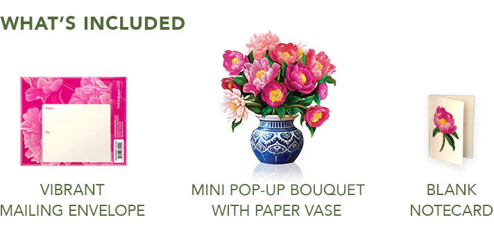 Mini Peony Paradise Pop-Up Bouquet w/ Note Card