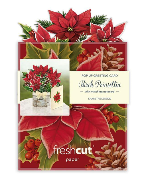 Mini Birch Poinsettia Pop-Up Bouquet w/ Note Card