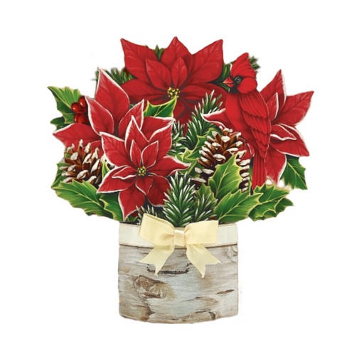 Mini Birch Poinsettia Pop-Up Bouquet w/ Note Card