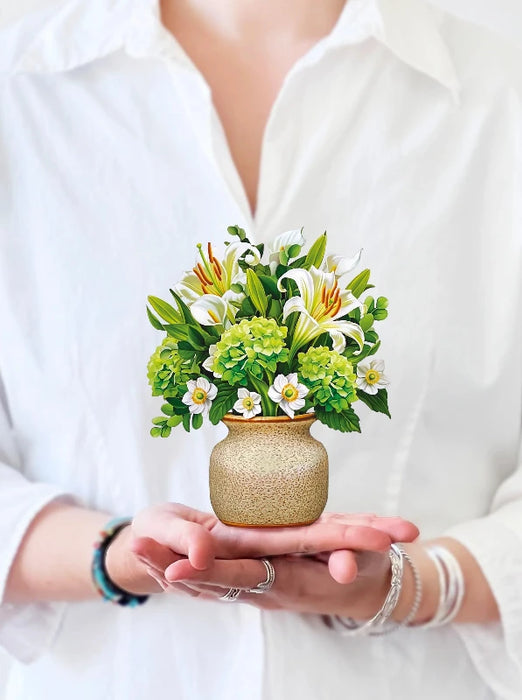 Mini Ivory & Sage Pop-Up Bouquet w/ Note Card