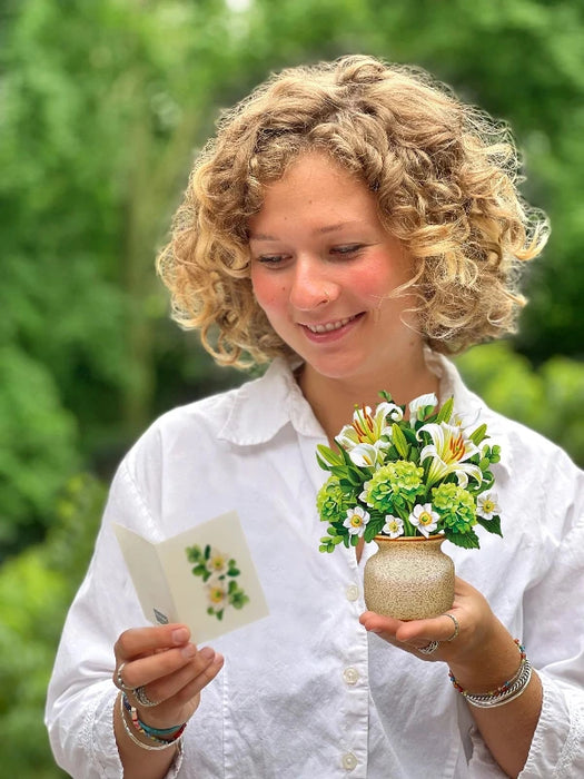 Mini Ivory & Sage Pop-Up Bouquet w/ Note Card