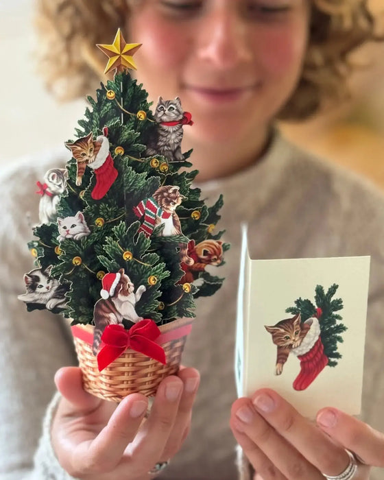 Mini Meowy Christmas Tree Pop-Up Bouquet w/ Note Card