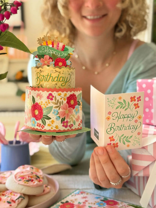 Mini Blooming Birthday Cake Pop-Up Bouquet w/ Note Card