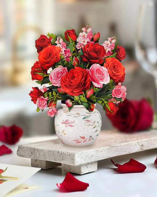Mini Blooming Roses Pop-Up Bouquet w/ Note Card