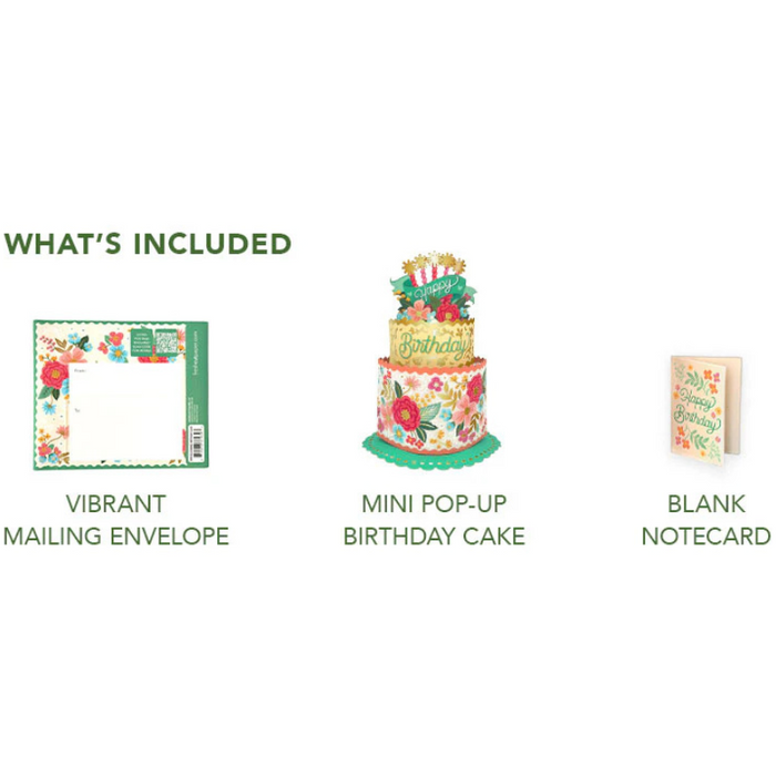 Mini Blooming Birthday Cake Pop-Up Bouquet w/ Note Card