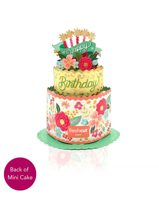 Mini Blooming Birthday Cake Pop-Up Bouquet w/ Note Card