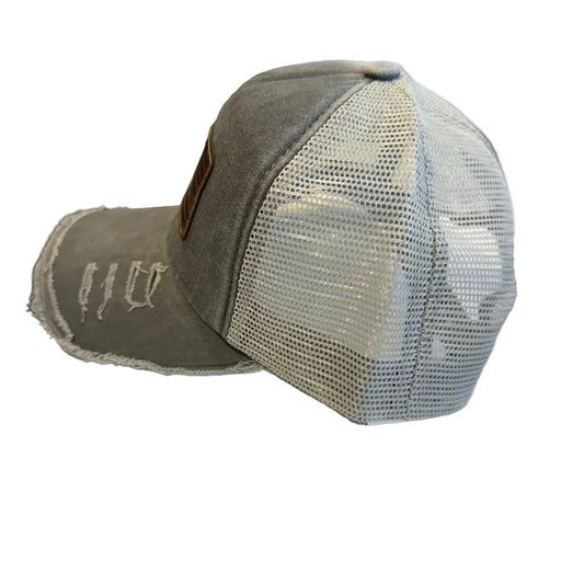 We the People Engraved Vintage Grey Leatherette Hat
