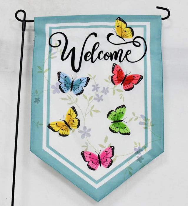 Butterfly Welcome 2-Sided Garden Flag