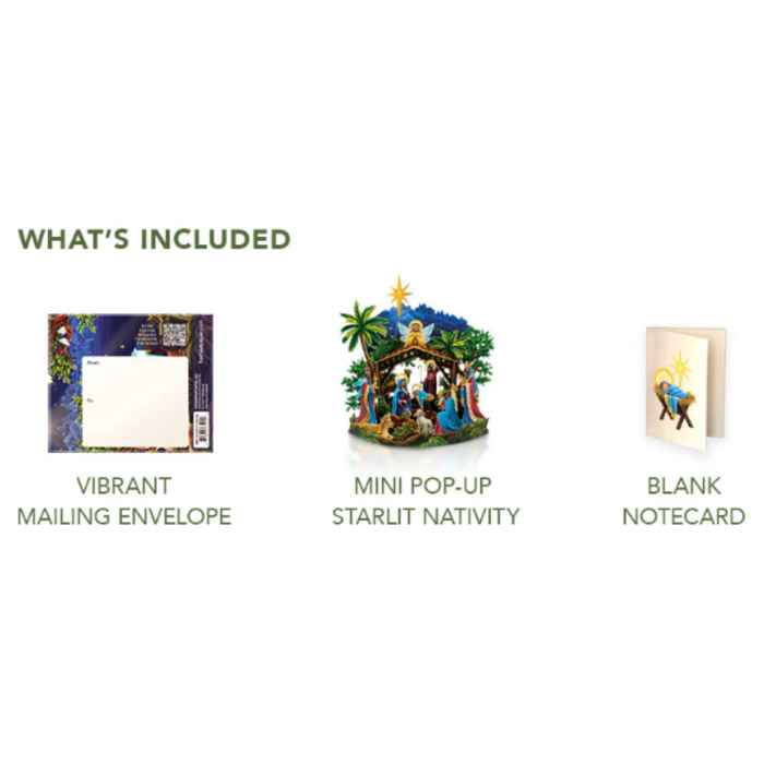 Mini Starlit Nativity Pop-Up Decor w/ Note Card