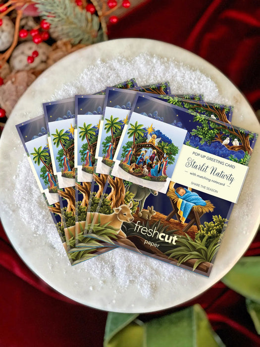 Mini Starlit Nativity Pop-Up Decor w/ Note Card