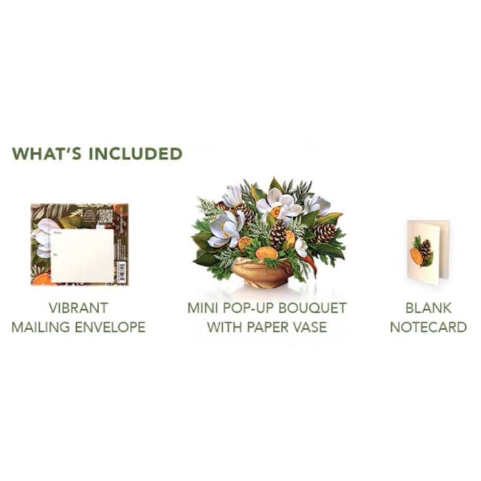 Mini Winter Magnolia Pop-Up Bouquet w/ Note Card