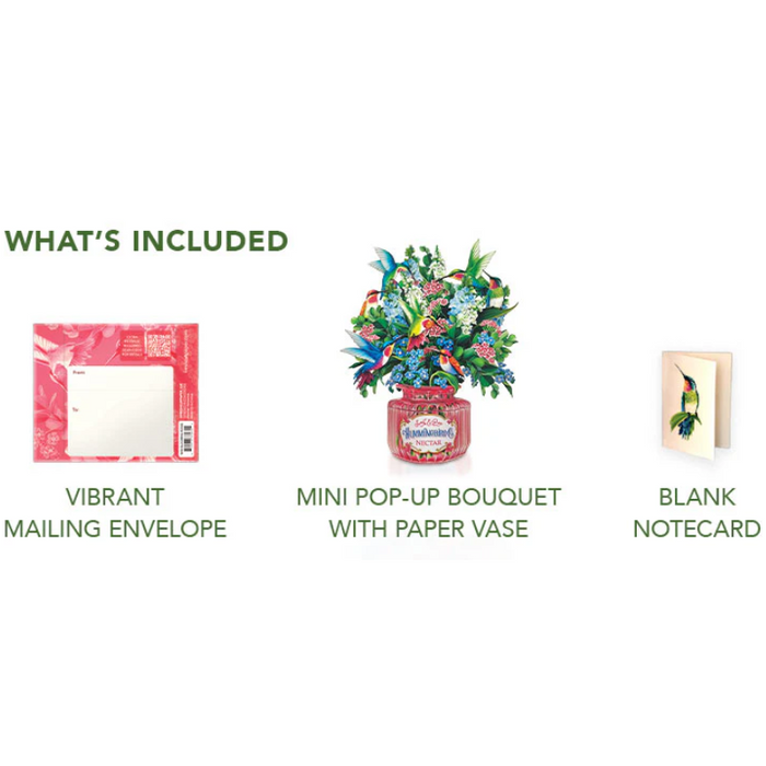 Mini Hummingbird Oasis Pop-Up Bouquet w/ Note Card