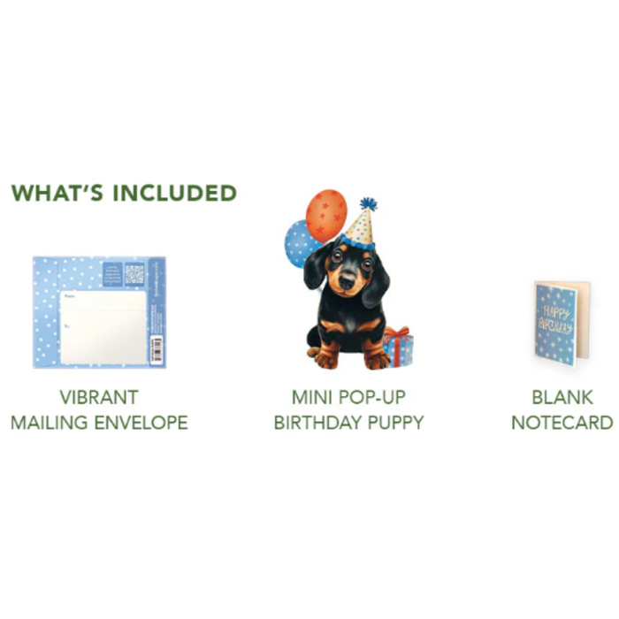 Mini Birthday Puppy Pop-Up w/ Note Card