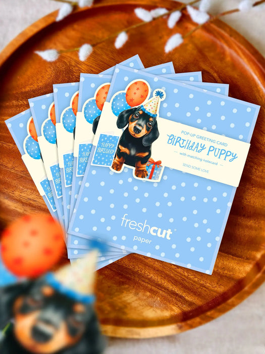 Mini Birthday Puppy Pop-Up w/ Note Card
