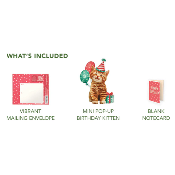 Mini Birthday Kitten Pop-Up w/ Note Card