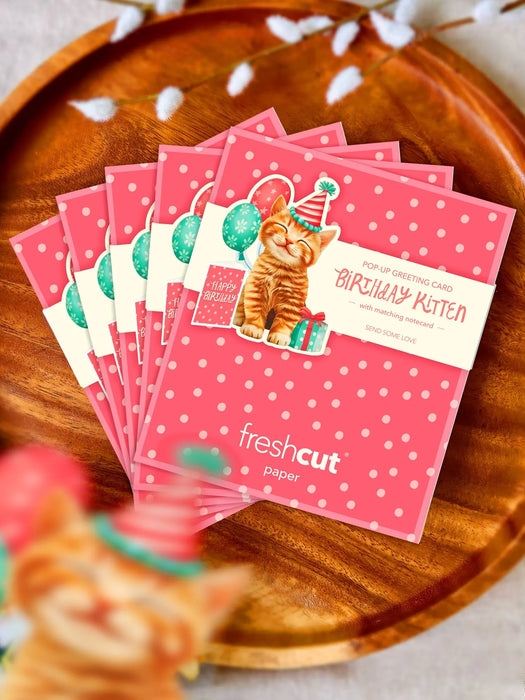 Mini Birthday Kitten Pop-Up w/ Note Card