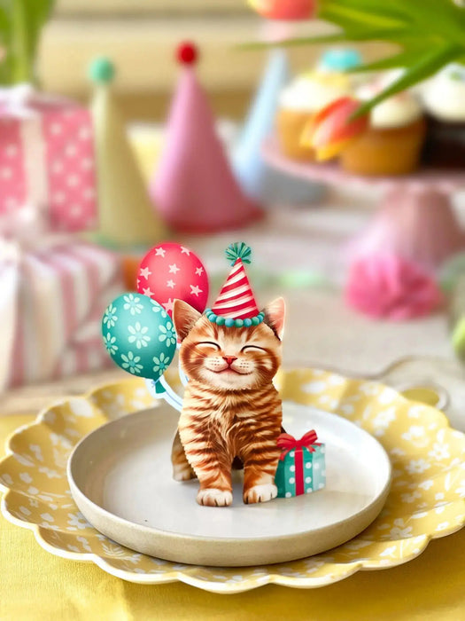 Mini Birthday Kitten Pop-Up w/ Note Card