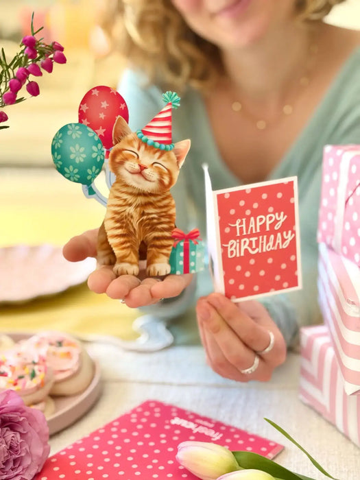 Mini Birthday Kitten Pop-Up w/ Note Card