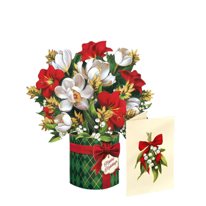 Mini Golden Mistletoe Pop-Up Bouquet w/ Note Card