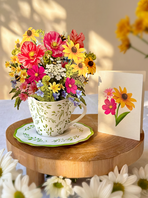 Mini Wildflower Teacup Pop-Up Bouquet w/ Note Card