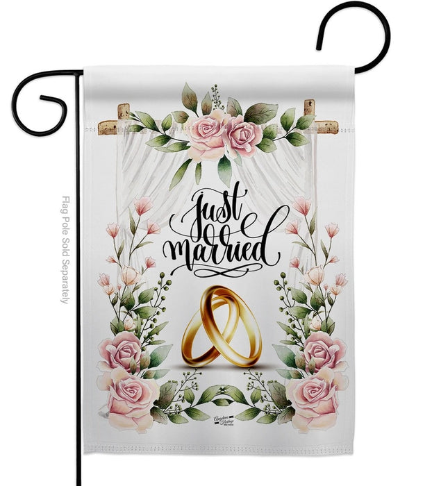 Wedding Rings Celebration Garden Flag