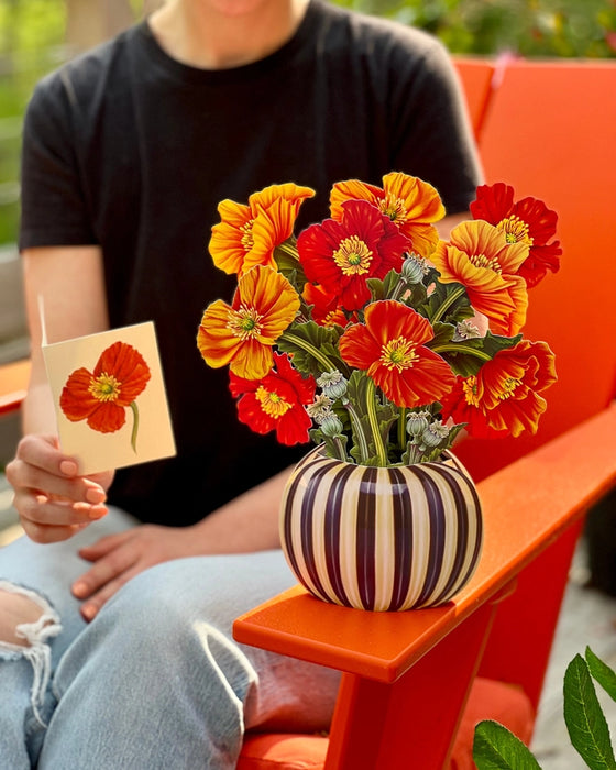 French Poppies Pop-Up Bouquet w/ Note Card